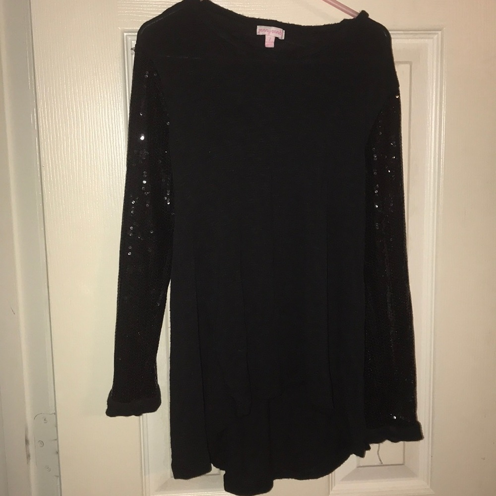 Girls Sequin Black Hi Low Top Size 7